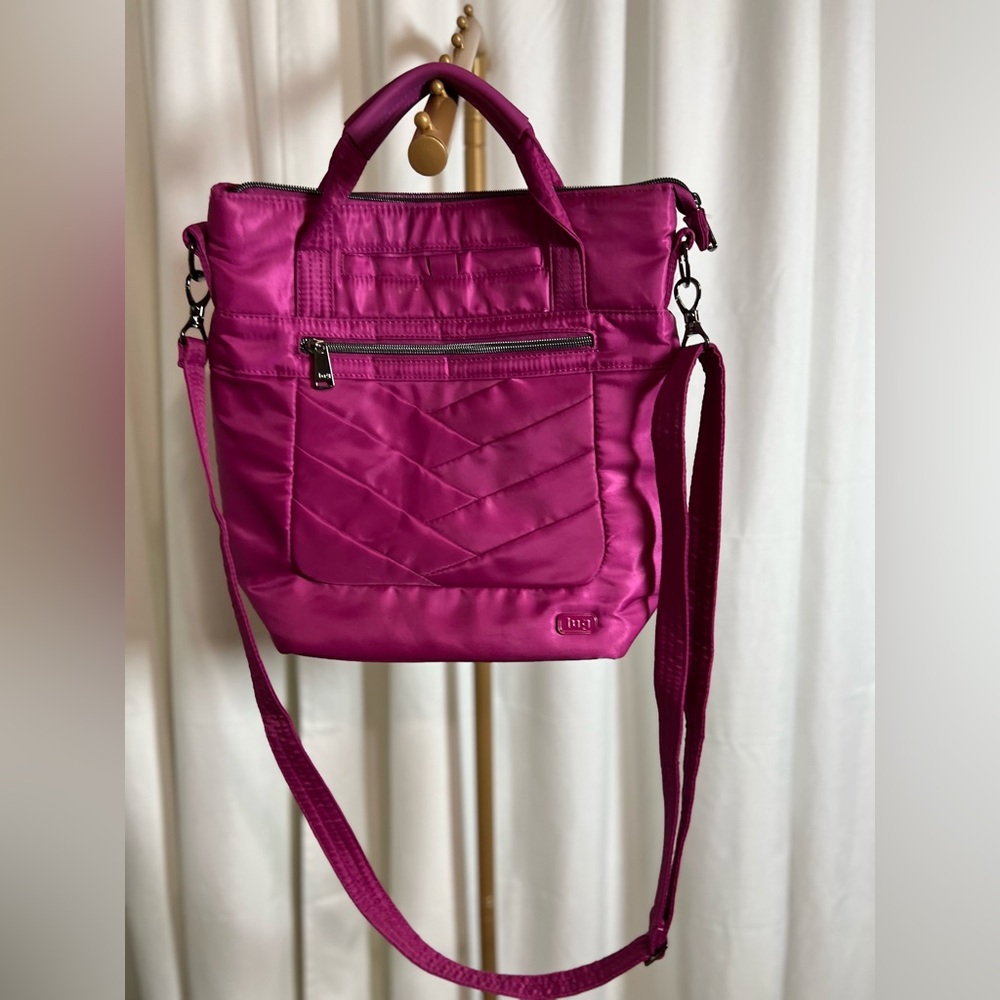 LUG Courier Pink Quilted Purse Tote with Adjustable Strap